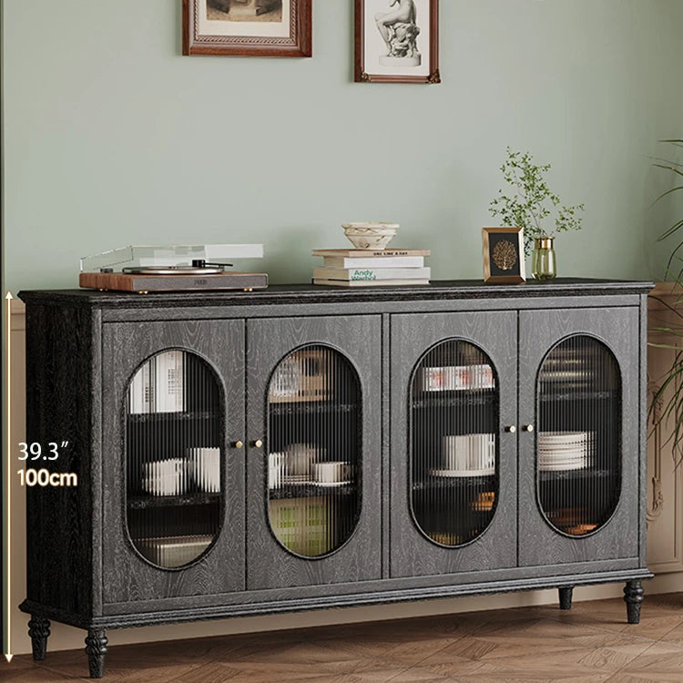 Elegant Ash Wood Cabinet with Glass Doors - Stylish Storage Solution hlxl-4409