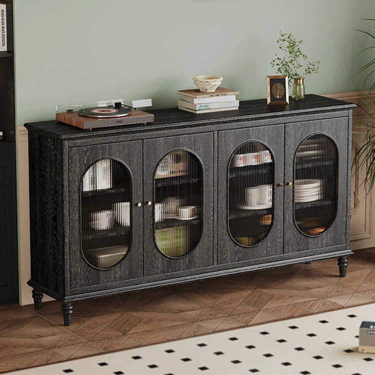 Elegant Ash Wood Cabinet with Glass Doors - Stylish Storage Solution hlxl-4409