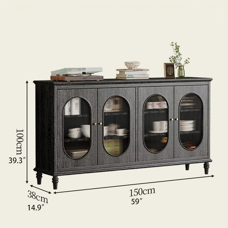 Elegant Ash Wood Cabinet with Glass Doors - Stylish Storage Solution hlxl-4409