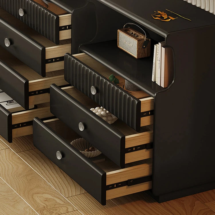 Modern Black Wood Cabinet Set with Elegant Storage Design hlxl-4412