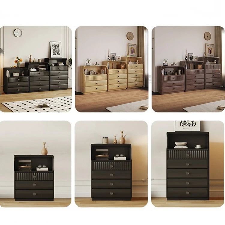 Modern Black Wood Cabinet Set with Elegant Storage Design hlxl-4412