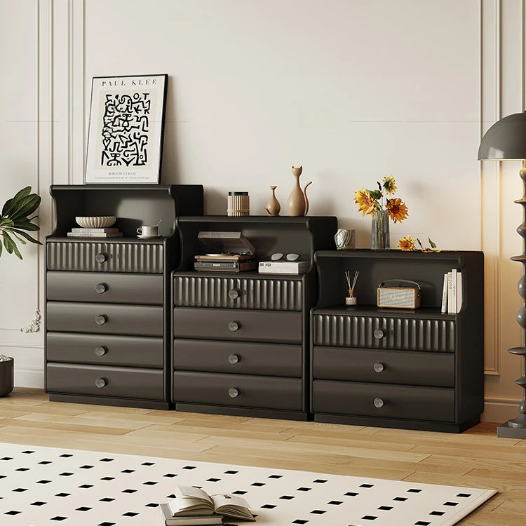 Modern Black Wood Cabinet Set with Elegant Storage Design hlxl-4412