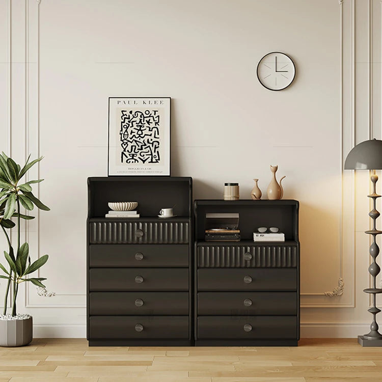 Modern Black Wood Cabinet Set with Elegant Storage Design hlxl-4412