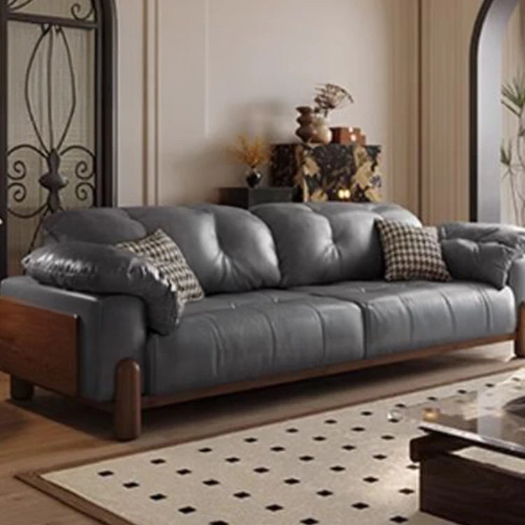 Elegant Ash Wood Sofa with Soft Down Synthetic Leather Upholstery – Stylish Comfort for Your Living Room hly-3032