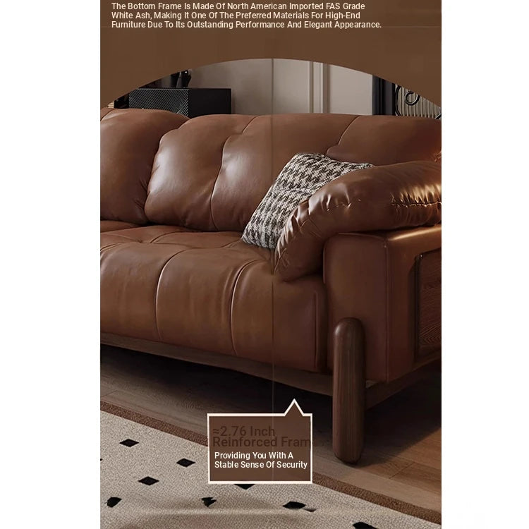 Elegant Ash Wood Sofa with Soft Down Synthetic Leather Upholstery – Stylish Comfort for Your Living Room hly-3032
