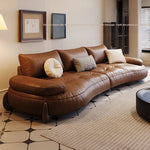 **Luxurious Pine Leather Sofa with Down Feather Cushioning - Stylish Modern Design for Ultimate Comfort** hly-3033