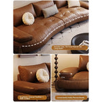 **Luxurious Pine Leather Sofa with Down Feather Cushioning - Stylish Modern Design for Ultimate Comfort** hly-3033