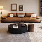 **Luxurious Pine Leather Sofa with Down Feather Cushioning - Stylish Modern Design for Ultimate Comfort** hly-3033