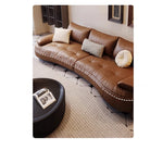 **Luxurious Pine Leather Sofa with Down Feather Cushioning - Stylish Modern Design for Ultimate Comfort** hly-3033