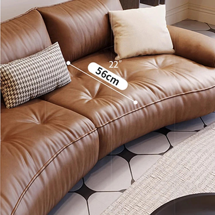 **Luxurious Pine Leather Sofa with Down Feather Cushioning - Stylish Modern Design for Ultimate Comfort** hly-3033