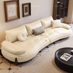 **Luxurious Pine Leather Sofa with Down Feather Cushioning - Stylish Modern Design for Ultimate Comfort** hly-3033