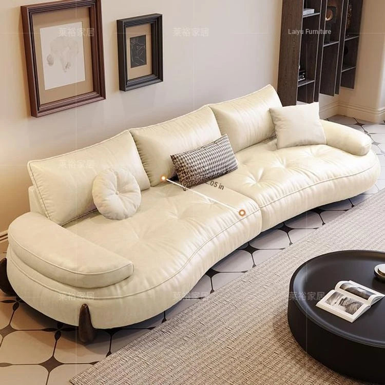 **Luxurious Pine Leather Sofa with Down Feather Cushioning - Stylish Modern Design for Ultimate Comfort** hly-3033