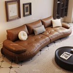 **Luxurious Pine Leather Sofa with Down Feather Cushioning - Stylish Modern Design for Ultimate Comfort** hly-3033