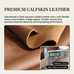 Vintage Brown Leather Sofa, Block-Style Straight Couch with Ash Wood Frame for Living Room hly-3034