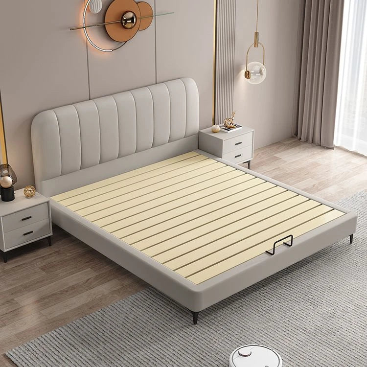 Modern Faux Leather Bed Frame with Upholstered Headboard - Stylish & Durable Queen Size Mattress Base hlyj-3141