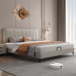 Modern Faux Leather Bed Frame with Upholstered Headboard - Stylish & Durable Queen Size Mattress Base hlyj-3141
