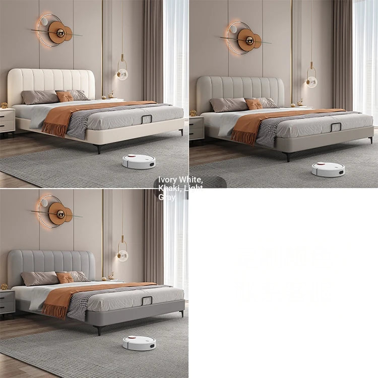 Modern Faux Leather Bed Frame with Upholstered Headboard - Stylish & Durable Queen Size Mattress Base hlyj-3141