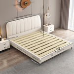 Modern Faux Leather Bed Frame with Upholstered Headboard - Stylish & Durable Queen Size Mattress Base hlyj-3141