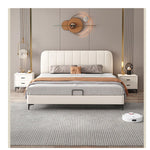 Modern Faux Leather Bed Frame with Upholstered Headboard - Stylish & Durable Queen Size Mattress Base hlyj-3141