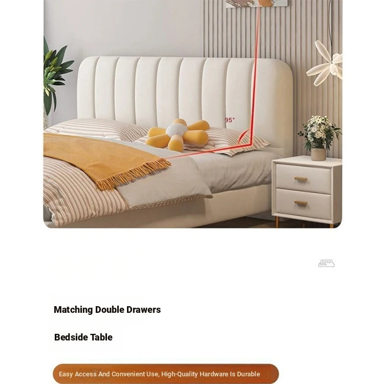 Modern Faux Leather Bed Frame with Upholstered Headboard - Stylish & Durable Queen Size Mattress Base hlyj-3141