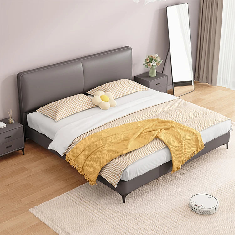 Modern Faux Leather Bed with Stylish Headboard – Chic Bedroom Furniture for Ultimate Comfort hlyj-3142