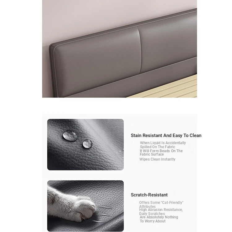 Modern Faux Leather Bed with Stylish Headboard – Chic Bedroom Furniture for Ultimate Comfort hlyj-3142