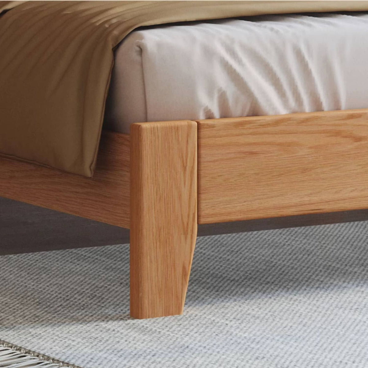 Natural Wood Color Rubber Wood Pine Bed - Elegant & Durable Bedroom Furniture hmak-235