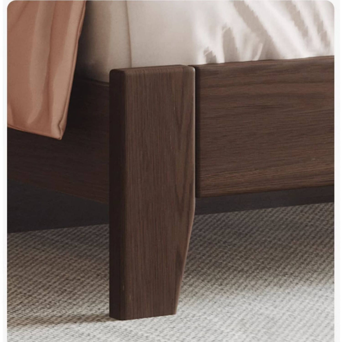 Luxurious Solid Brown Rubberwood Pine Bed Frame - Stylish & Durable Design hmak-236