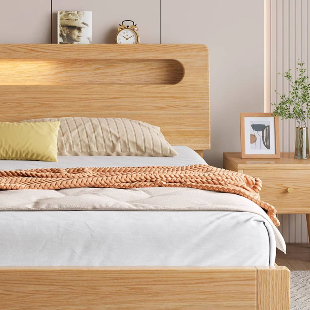 Premium Natural Rubber Wood Pine Bed Frame - Sturdy & Stylish Design hmak-237