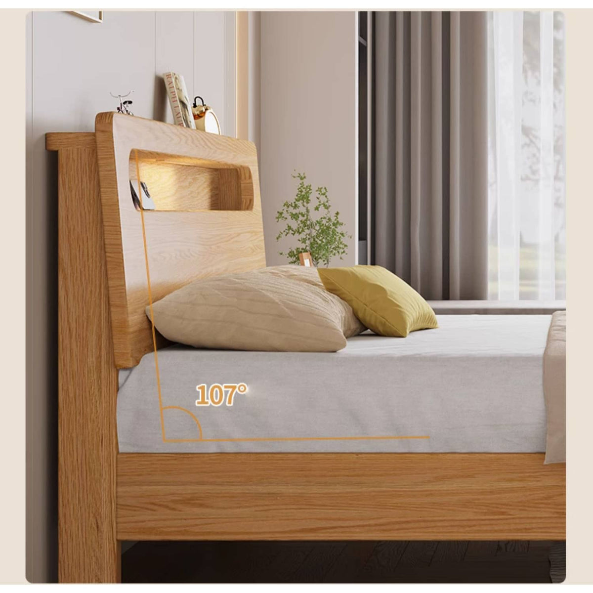 Premium Natural Rubber Wood Pine Bed Frame - Sturdy & Stylish Design hmak-237