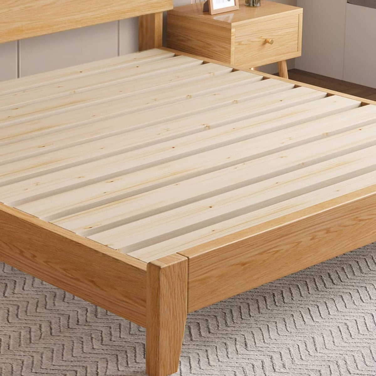 Premium Natural Rubber Wood Pine Bed Frame - Sturdy & Stylish Design hmak-237