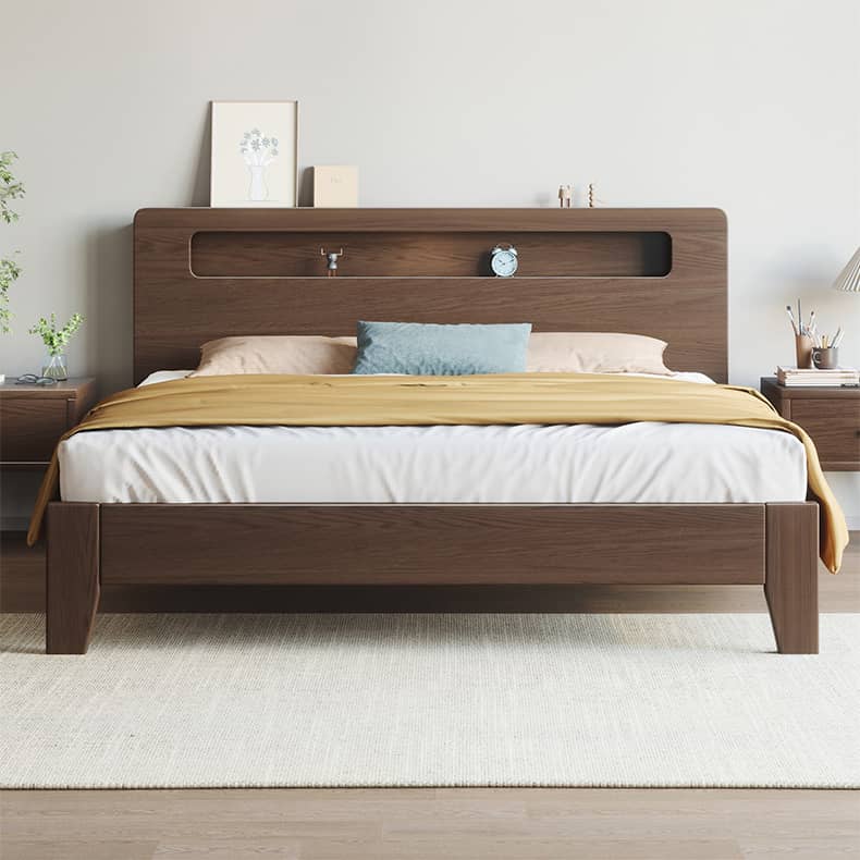 Sturdy and Versatile Pine-Brown Rubber Wood Bed Frame hmak-238