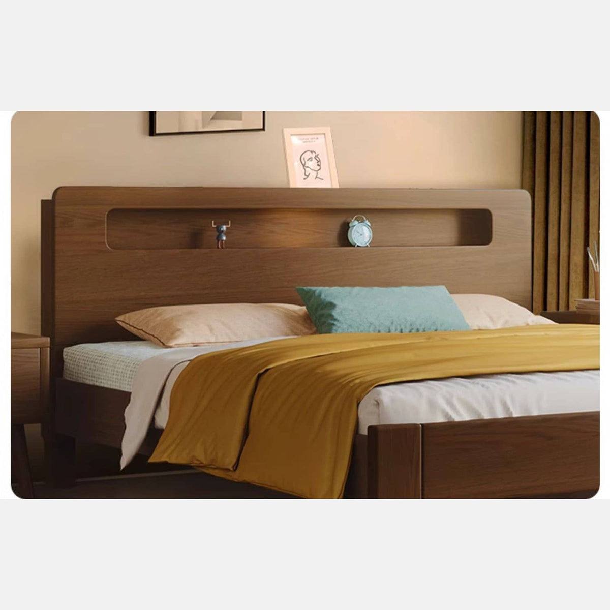 Sturdy and Versatile Pine-Brown Rubber Wood Bed Frame hmak-238