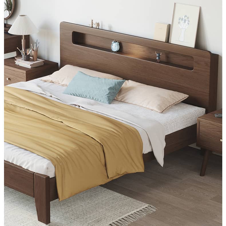 Sturdy and Versatile Pine-Brown Rubber Wood Bed Frame hmak-238