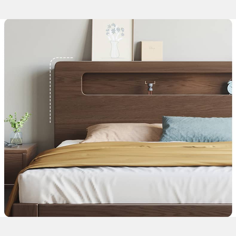Sturdy and Versatile Pine-Brown Rubber Wood Bed Frame hmak-238