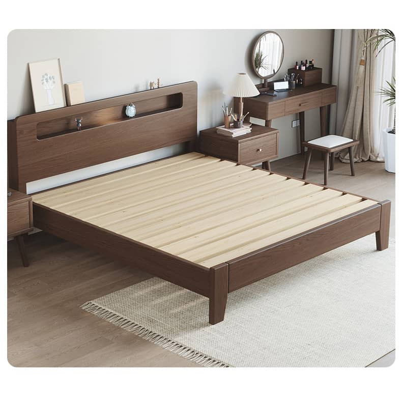 Sturdy and Versatile Pine-Brown Rubber Wood Bed Frame hmak-238