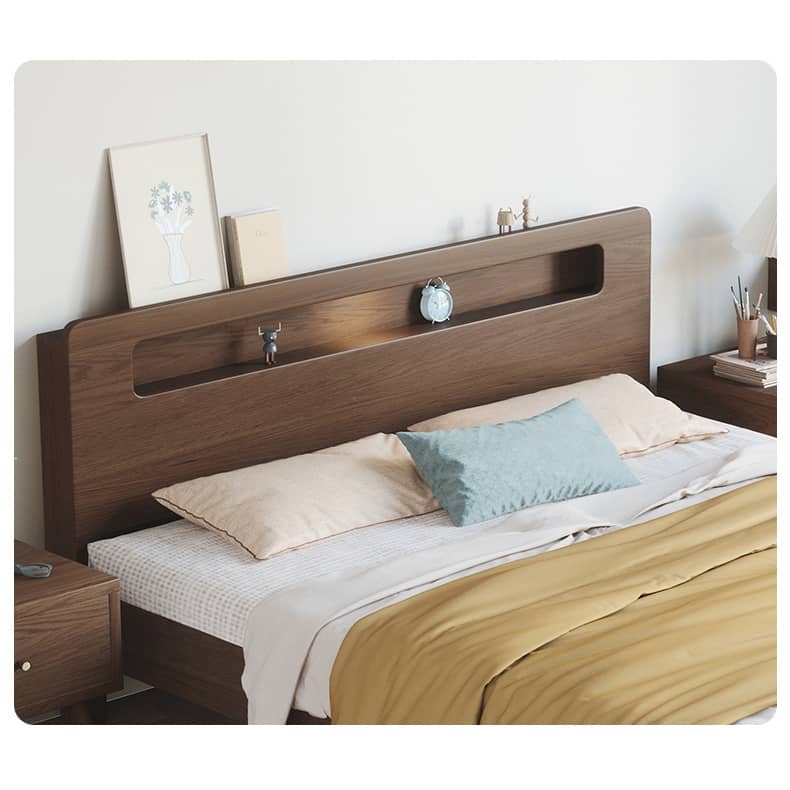 Sturdy and Versatile Pine-Brown Rubber Wood Bed Frame hmak-238