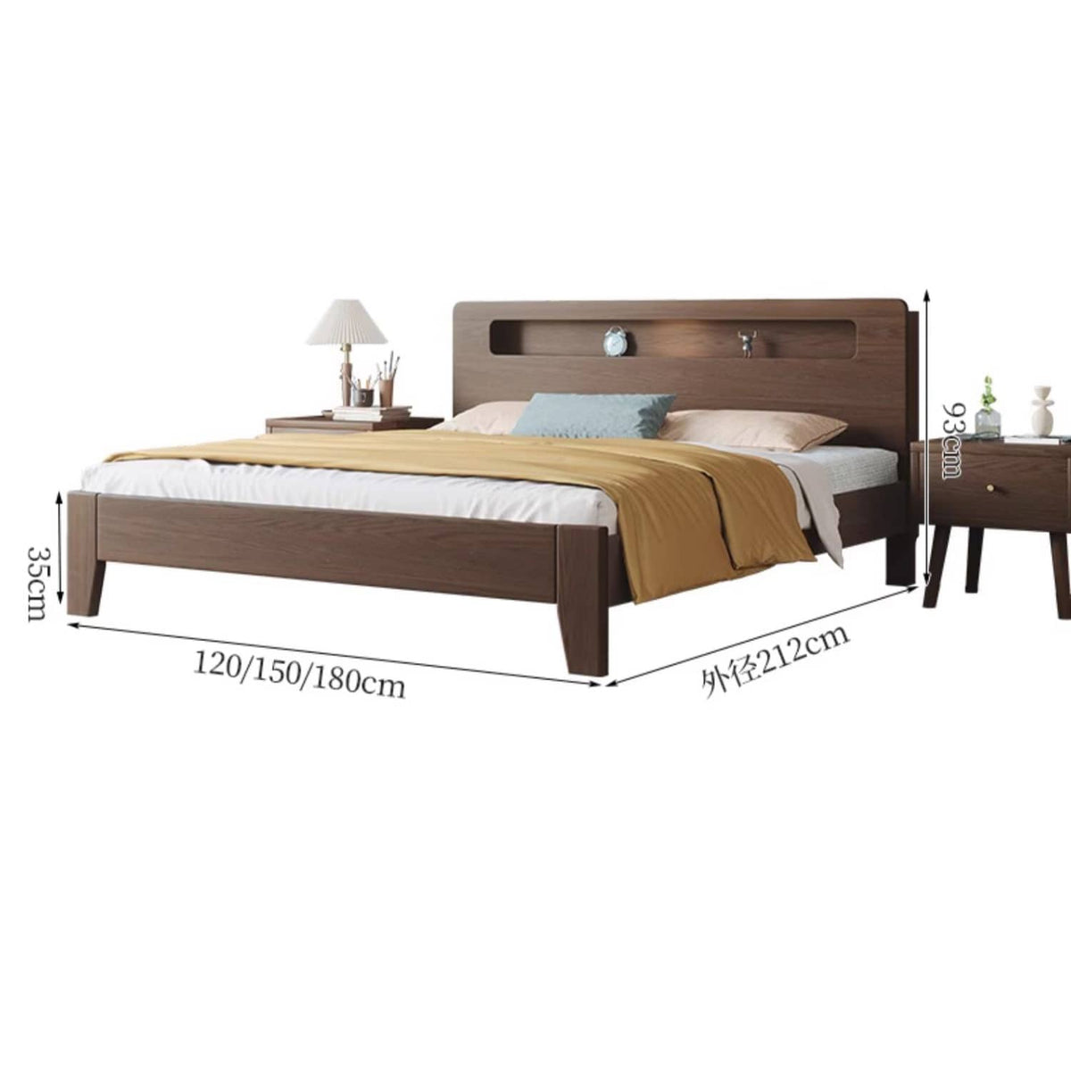 Sturdy and Versatile Pine-Brown Rubber Wood Bed Frame hmak-238