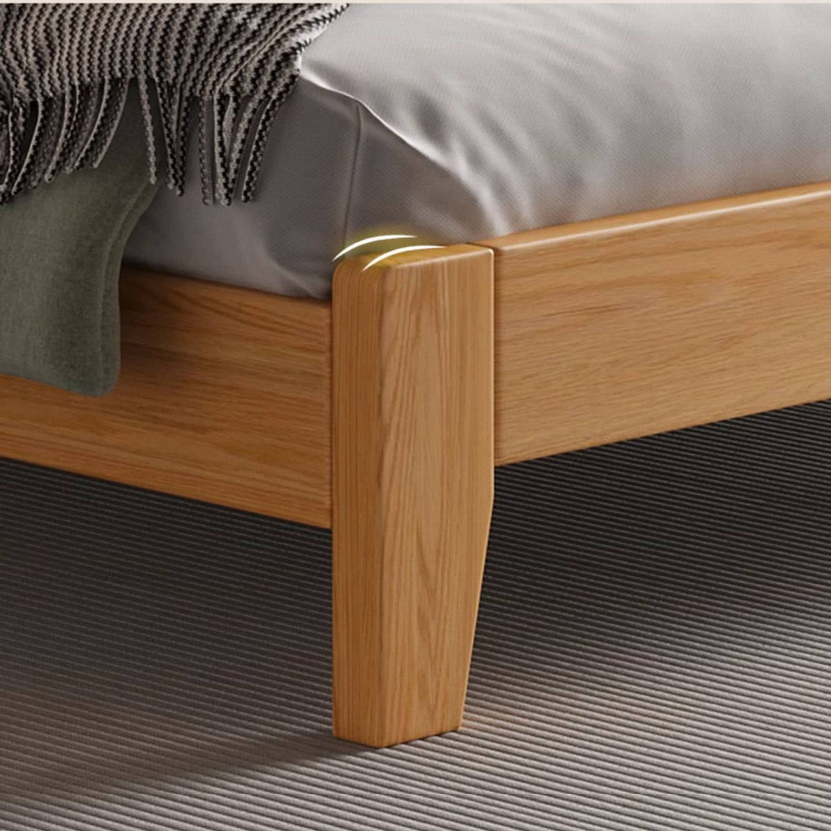 Premium Natural Rubber Wood Pine Bed - Cozy Flannel Finish hmak-239