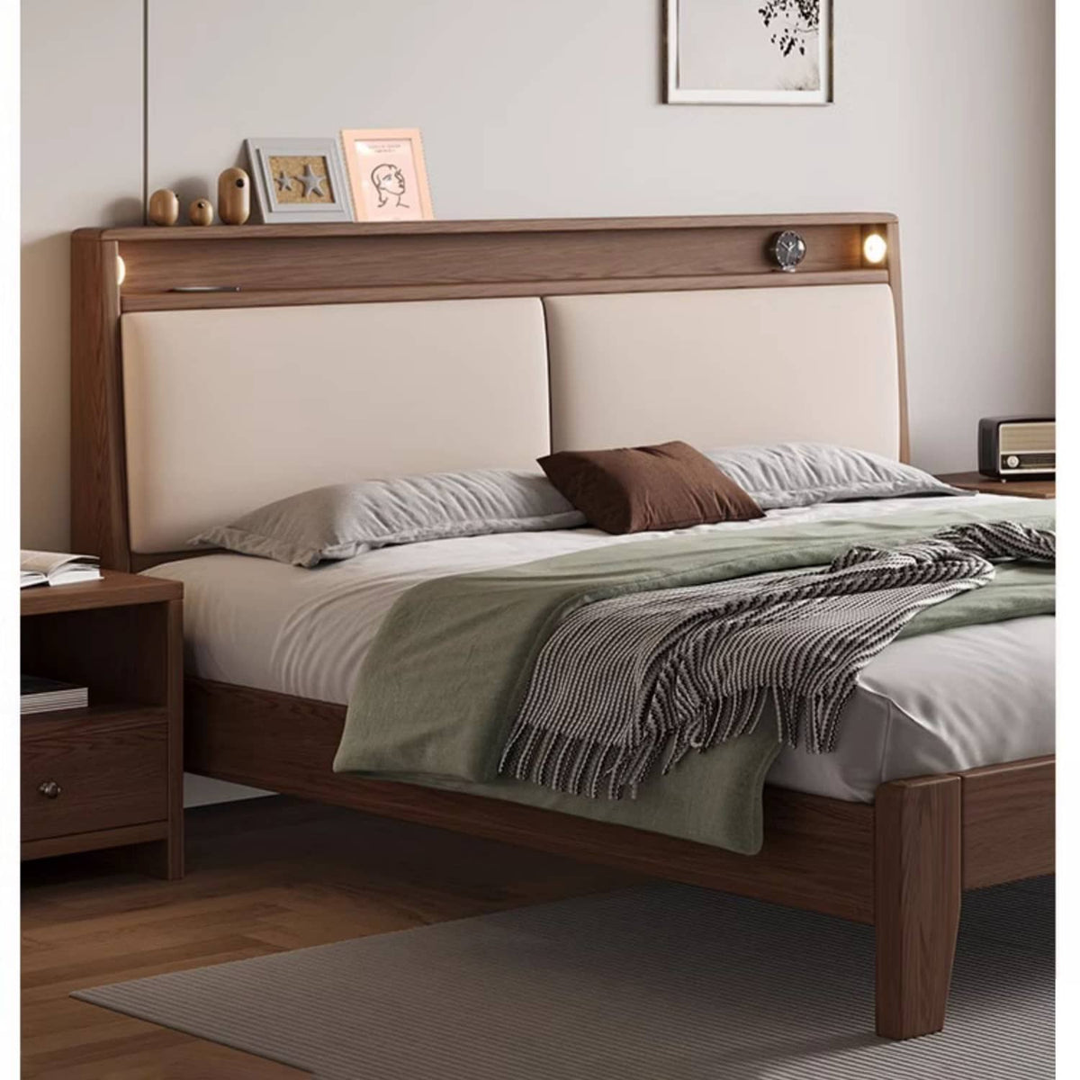 Luxurious Bed Frame in Brown Rubber Wood and Pine - Sturdy & Elegant Design hmak-240