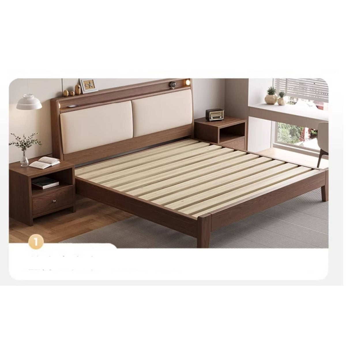 Luxurious Bed Frame in Brown Rubber Wood and Pine - Sturdy & Elegant Design hmak-240