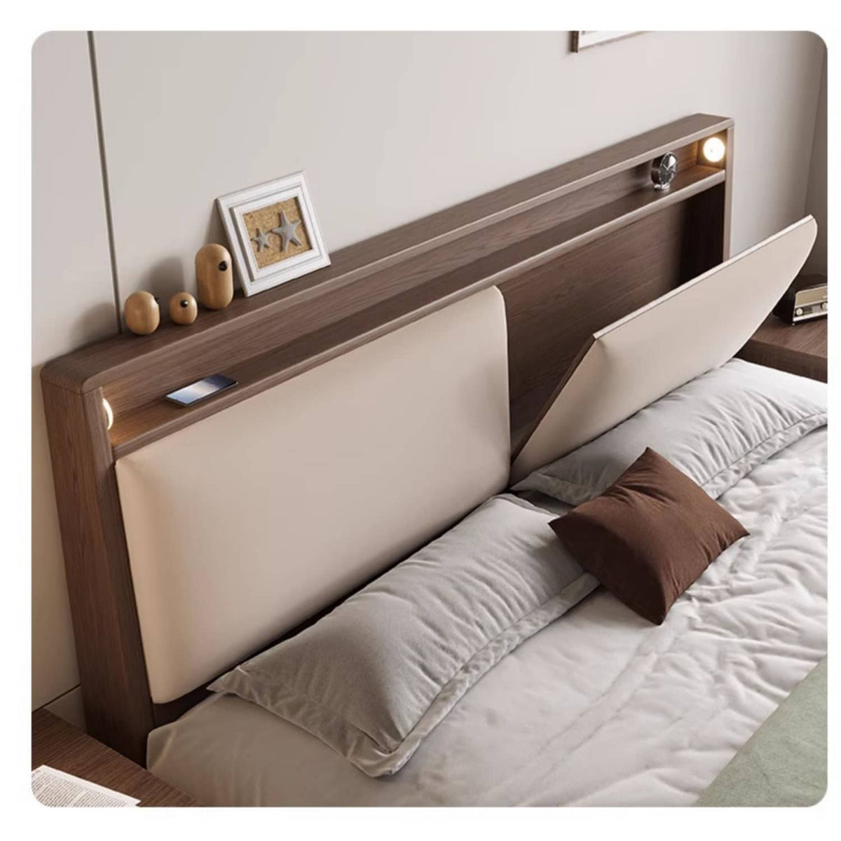 Luxurious Bed Frame in Brown Rubber Wood and Pine - Sturdy & Elegant Design hmak-240