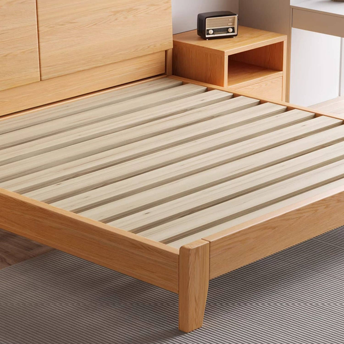 Charming Rubber Wood Pine Bed Frame in Natural Finish - Perfect for Any Bedroom Decor hmak-241