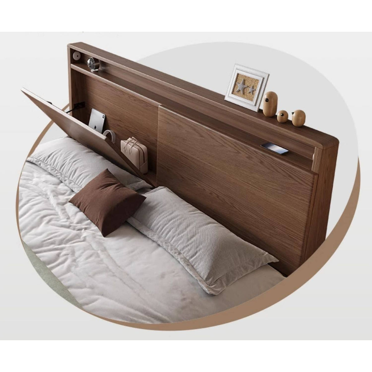 Stunning Bed Frame in Rich Brown Rubber Wood and Pine - Elegant Bedroom Upgrade hmak-242