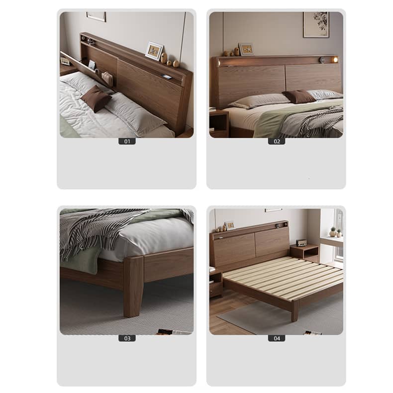 Stunning Bed Frame in Rich Brown Rubber Wood and Pine - Elegant Bedroom Upgrade hmak-242