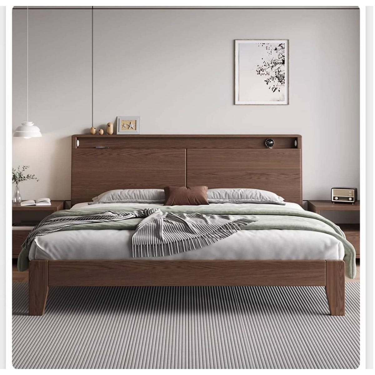 Stunning Bed Frame in Rich Brown Rubber Wood and Pine - Elegant Bedroom Upgrade hmak-242