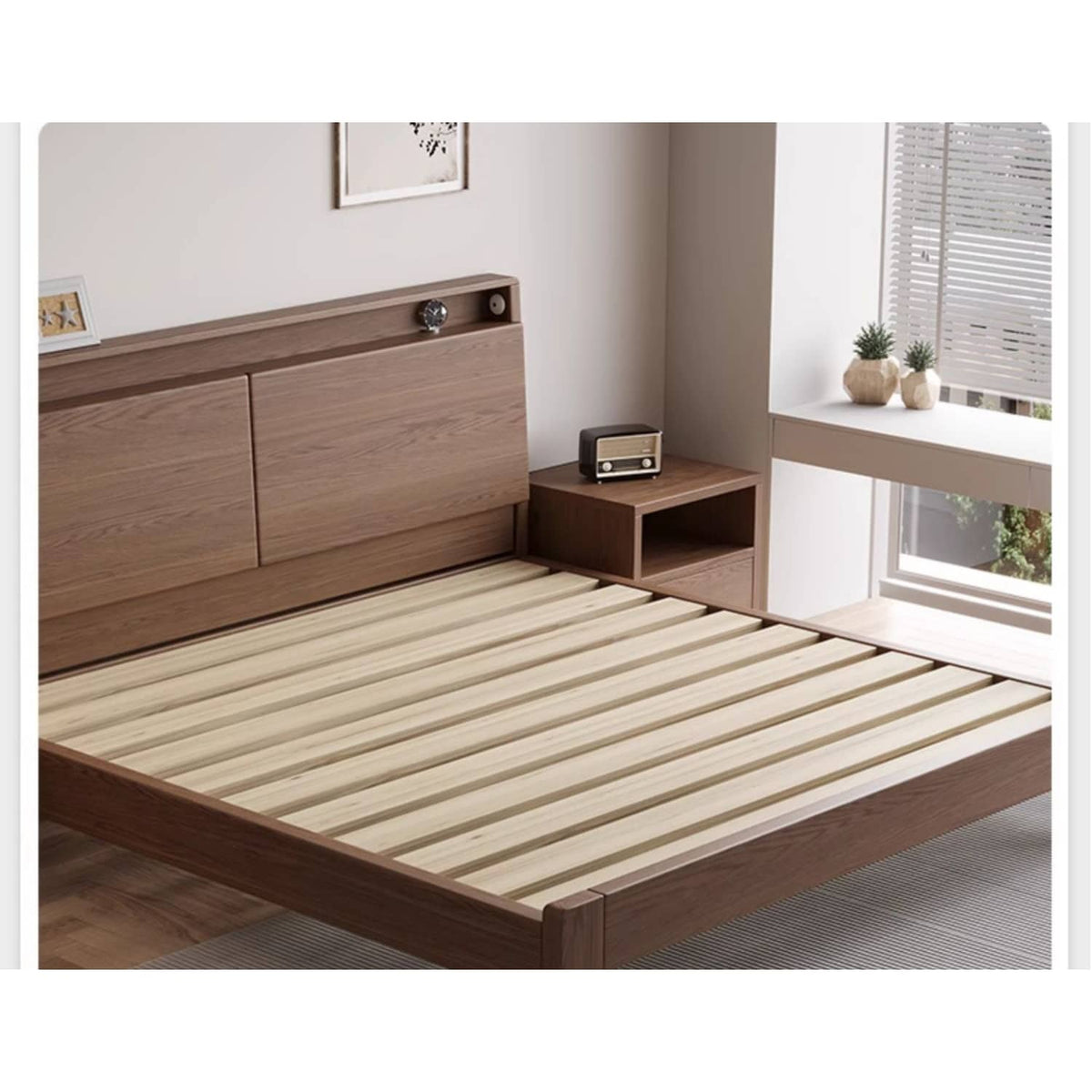 Stunning Bed Frame in Rich Brown Rubber Wood and Pine - Elegant Bedroom Upgrade hmak-242