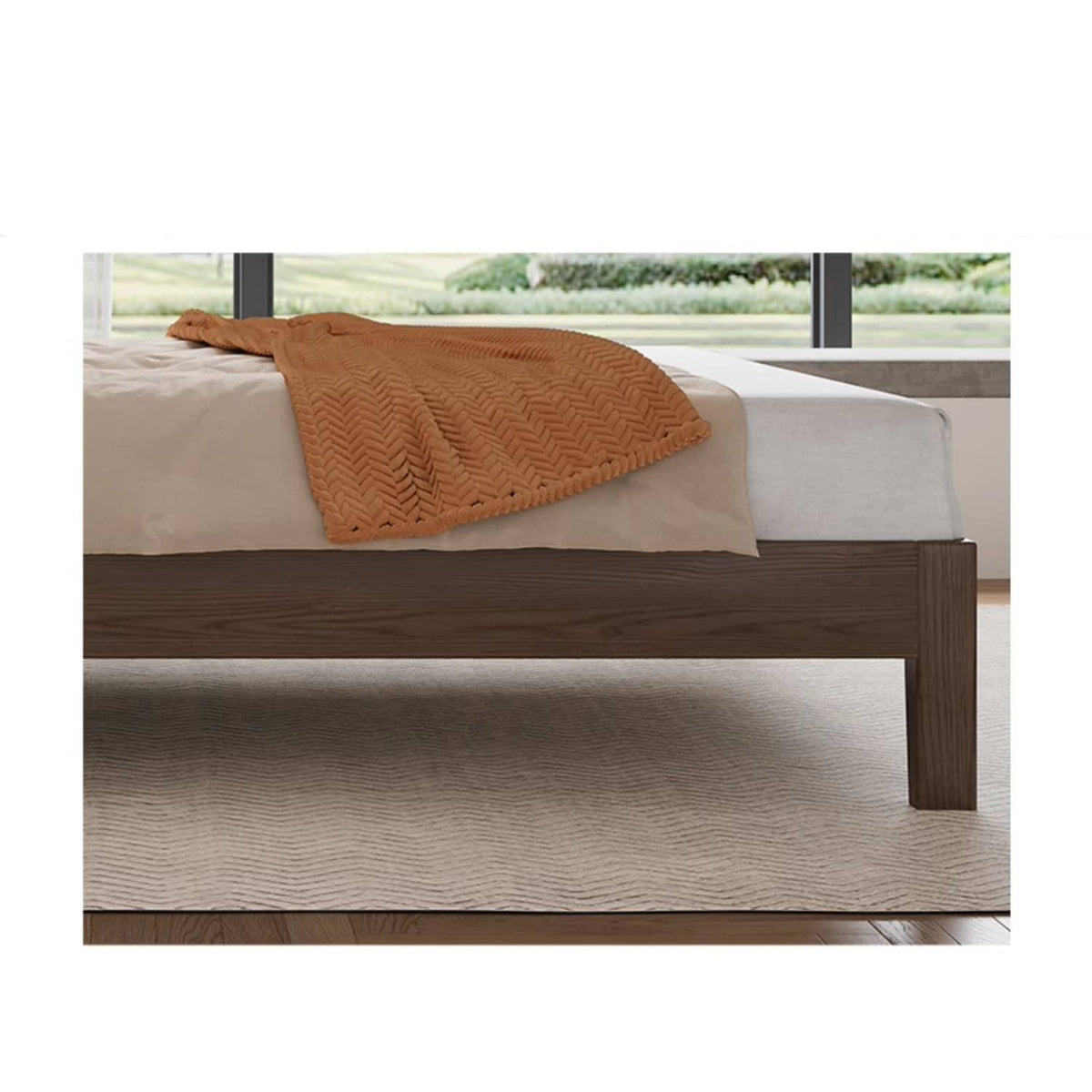 Elegant Brown Rubber Wood Pine Bed - Durable & Stylish Bedroom Furniture hmak-245