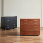 Modern Ash Wood Drawer Cabinet with Stainless Steel Handles – Sleek Storage Solution hmr-4763