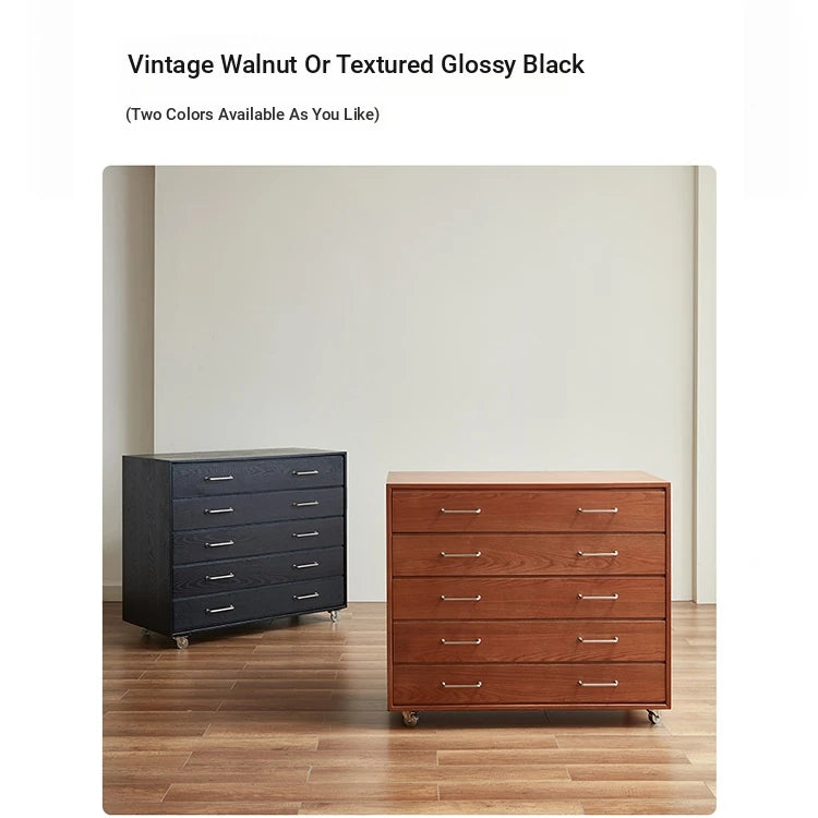 Modern Ash Wood Drawer Cabinet with Stainless Steel Handles – Sleek Storage Solution hmr-4763